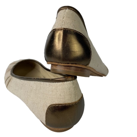 All Black Wheat Fabric Bronze Leather Flat Shoes - Picture 5 of 13